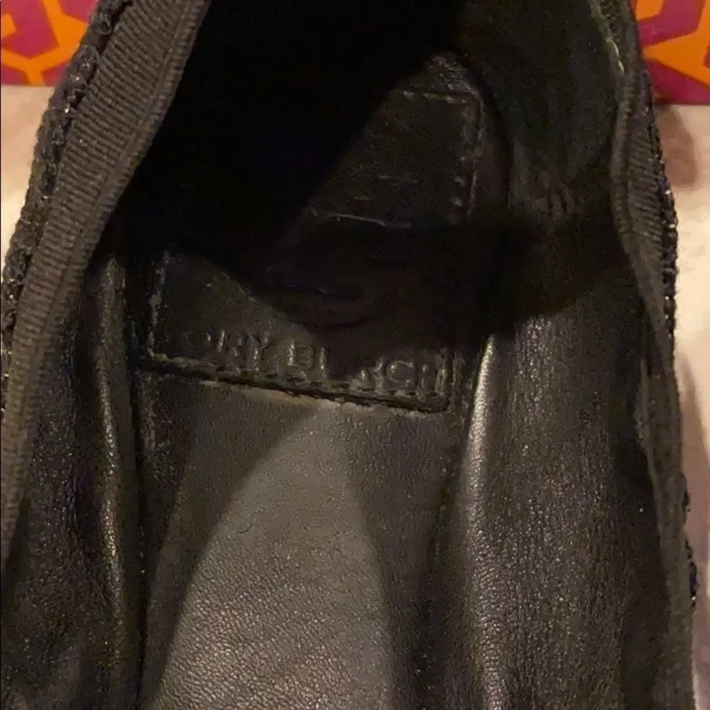 Tory Burch Black Caroline Arabia Elastic Flats - Size 7 1/2